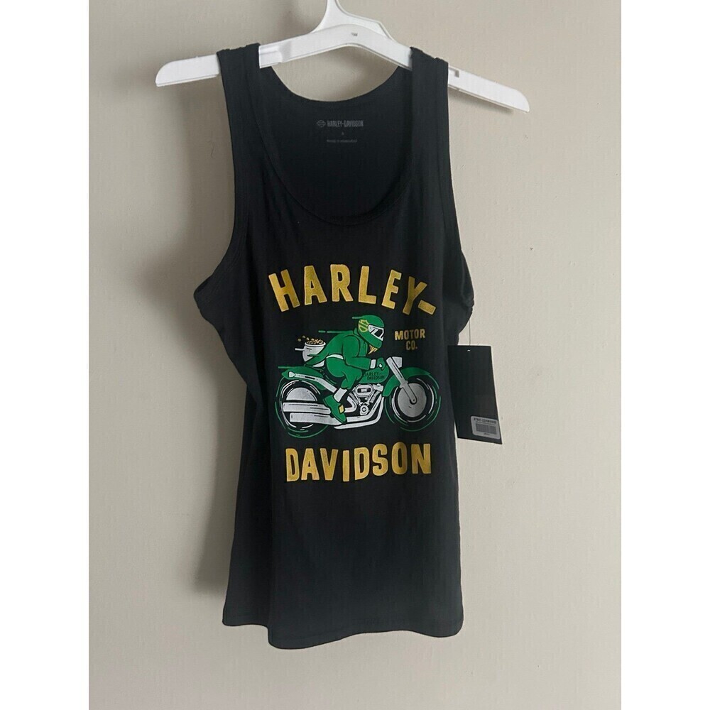 Harley Davidson Women's Graphic Sleeveless Black Tank Top Speedy Leprechaun Sz S